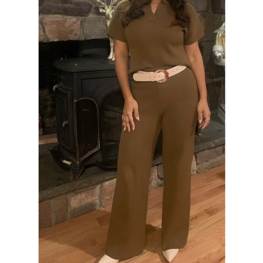 2 Piece Brown Pant Set